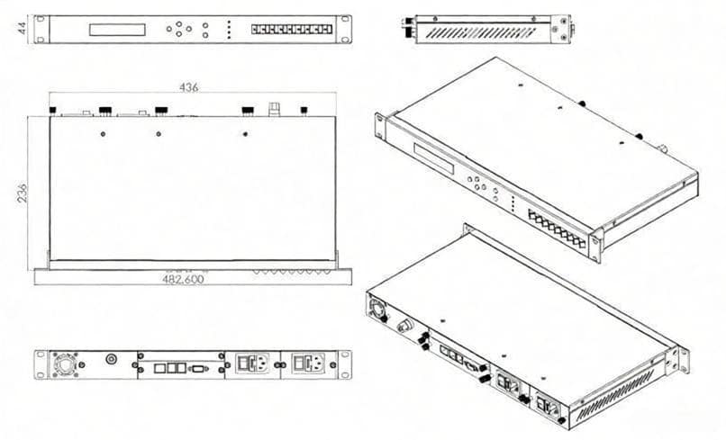 23dBm Output Single Channel Fiber Amplifier 1RU EDFA For L-Band CATV System 2 13dBm~24dBm Output Single Channel Fiber Amplifier 1RU EDFA For C-Band CATV System Dimensional Drawing