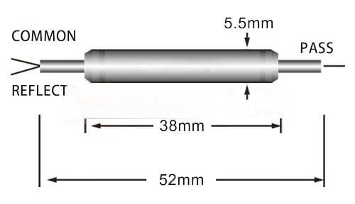 1x2 DWDM Single Channel 200Ghz Channel Spacing Dimension Drawing