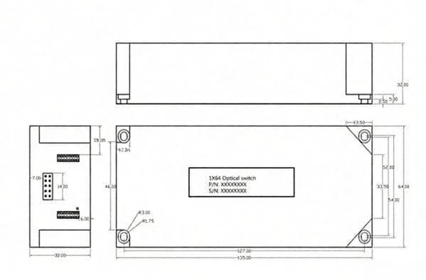 1x32 Opto-Mechanical Optical Switch Module Mechanical Dimensions-2