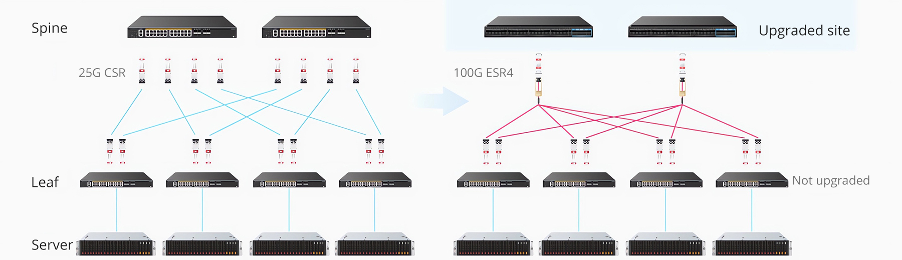 SFP28 10/25GBASE-CSR Dual-rate 850nm 400m DOM Duplex LC/UPC MMF Optical Transceiver Module, Cisco SFP-10/25G-CSR-S Compatible-1
