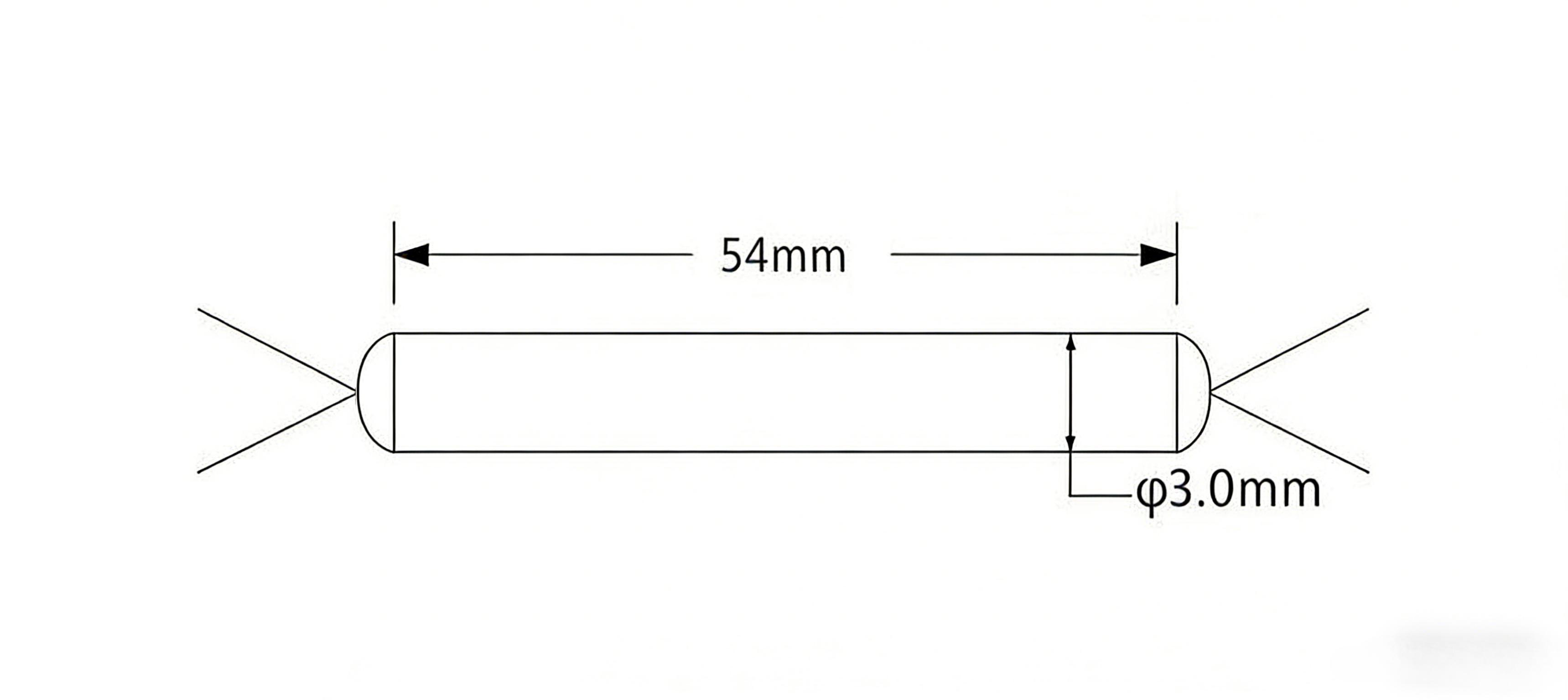 2x2 1550nm PM FBT Splitter With Steel Tube, Slow Asix Working 2 2x2 1550nm PM FBT Splitter With Steel Tube Dimension Figure