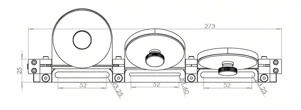 3 Paddles Fiber Polarization Controller, Ø56mm Loop Diameter Dimension Drawing