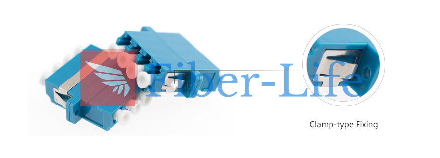 LC/UPC Female to LC/UPC Female Quad SingleMode Plastic Fiber Optic Adapter/Coupler with Flange 2 LC/UPC to LC/UPC Quad Singlemode/Multimode Plastic Fiber Optic Adapter/Coupler with Flange-1