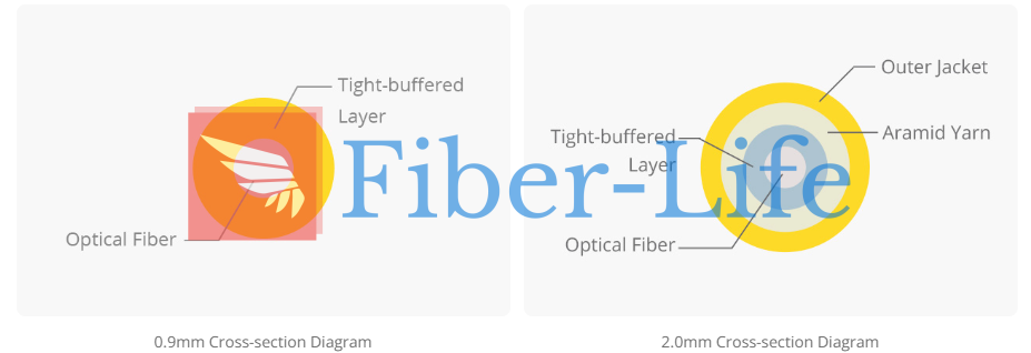Cross-Sectional Comparison of 900μm vs 2.0mm Diameter Fiber Pigtails