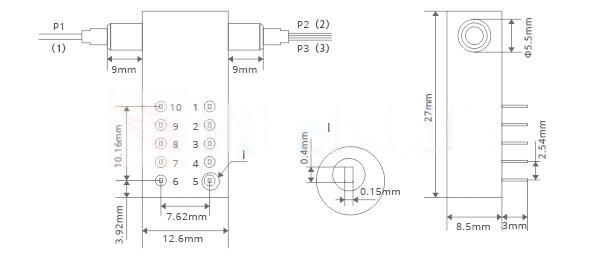 D1×2 Opto-Mechanical Bidi Optical Switch Mechanical Dimensions