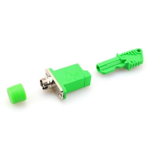E2000-APC-Female-To-FC-APC-Female-Simplex-Singlemode-Hybrid-Fiber-Optic-Adapter-With-Flange-4