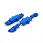E2000/UPC To E2000/UPC Simplex Singlemode Plastic Fiber Optic Adapter With Flange