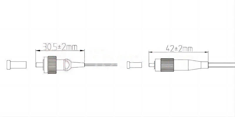 SM/MM FC/APC/UPC Connector, 0.9/2.0/3.0mm Boot Size Optional 2 FC Connector 0.9 Boot Size(Left) And 3.0mm Boot Size(Right) Structure Chart