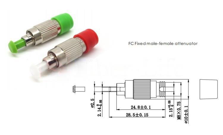FC Fixed Male-Female Attenuator, 1~30dB Optional Dimension