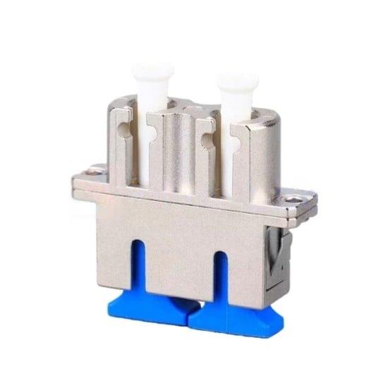 LC-UPC-Female-To-SC-UPC-Female-Hybrid-Duplex-Metal-Fiber-Optic-Adapter-With-Flange