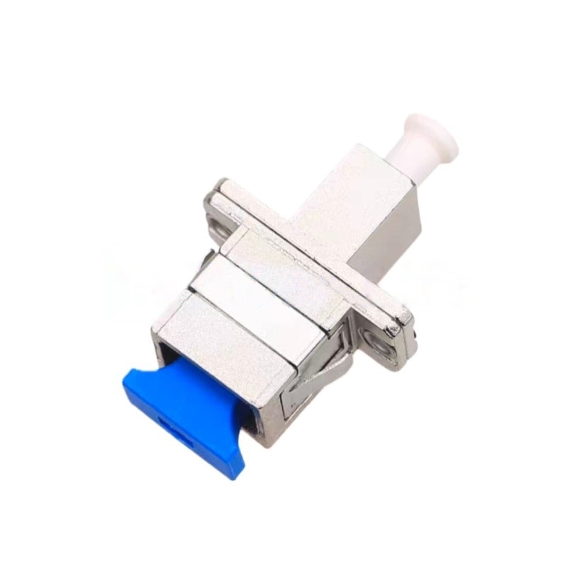 LC-UPC-Female-To-SC-UPC-Female-Hybrid-Simplex-Metal-Fiber-Optic-Adapter-With-Flange LC UPC Female To SC UPC Female Hybrid Simplex Metal Fiber Optic Adapter With Flange