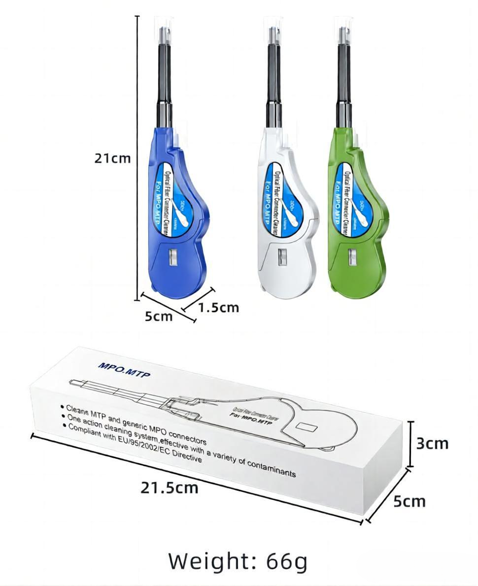 One Click Fiber Optic Cleaner For 8/12/24 Fibers MPO/MTP Connectors 2 MPO and MTP Fiber Optic End-Face Cleaning Pen Dimension