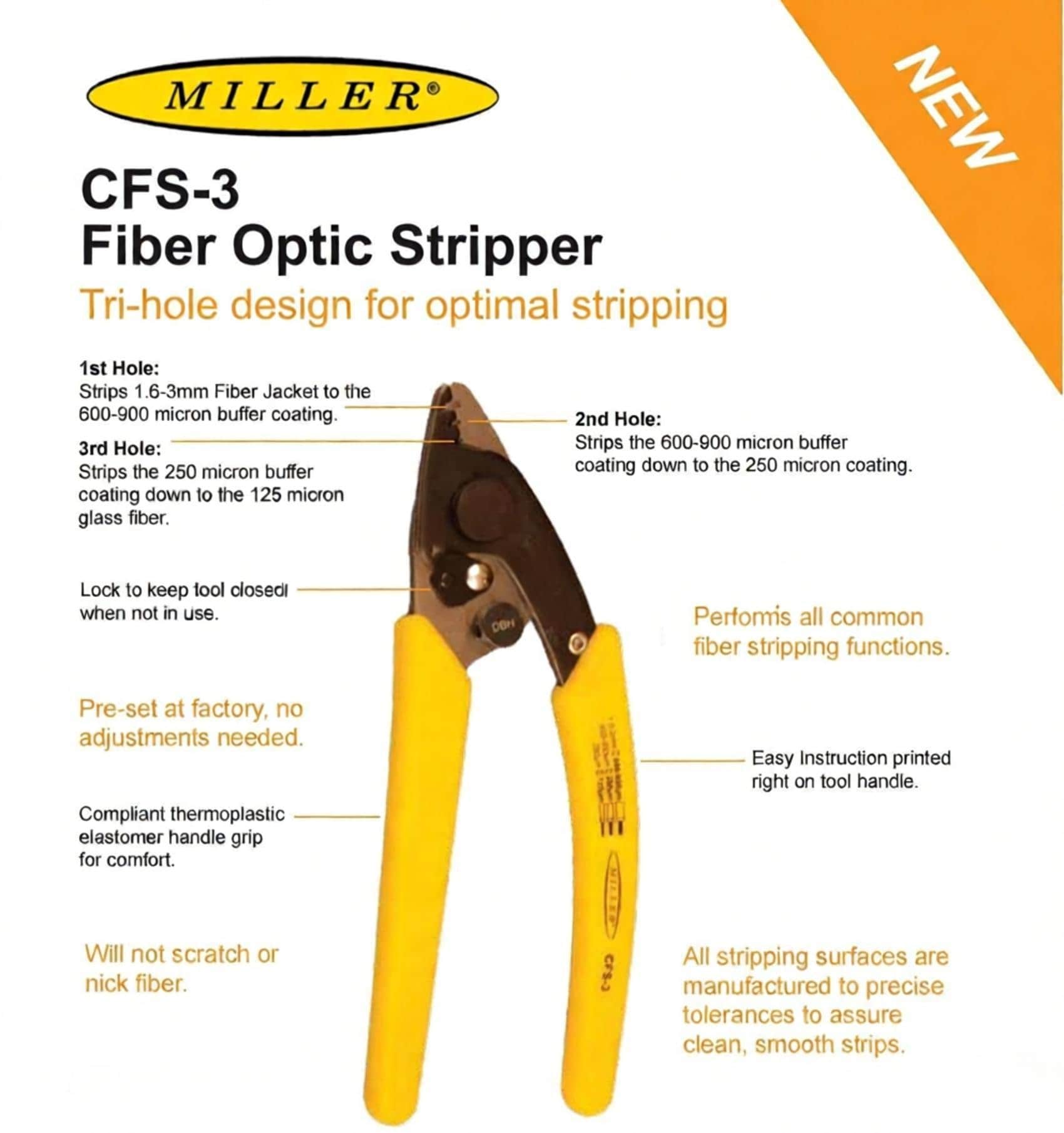 Miller CFS-3 Three-Hole Fiber Optic Stripper 2 Miller CFS-3 Three-Hole Fiber Optic Stripper Datasheet