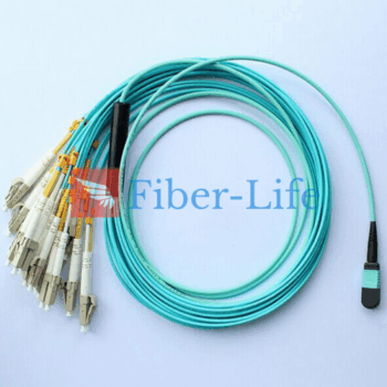 OM3 Multimode MTP-24 Breakout Cable, Aqua