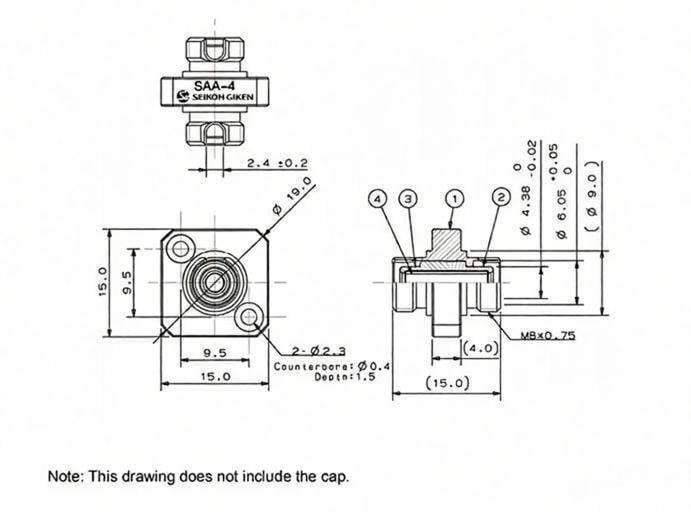 Seikoh Giken SAA-4 FC/UPC To FC/UPC Fiber Adapter 2 Seikoh Giken SAA-4 FCUPC Fiber Adapter Dimension Figure